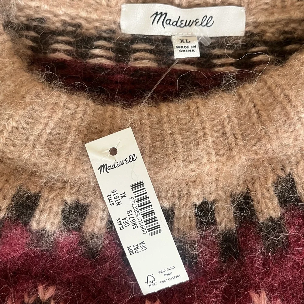 {Madewell} Fair Isle Alpaca and Merino Wool Blend Sweater - Womens XL - NWT